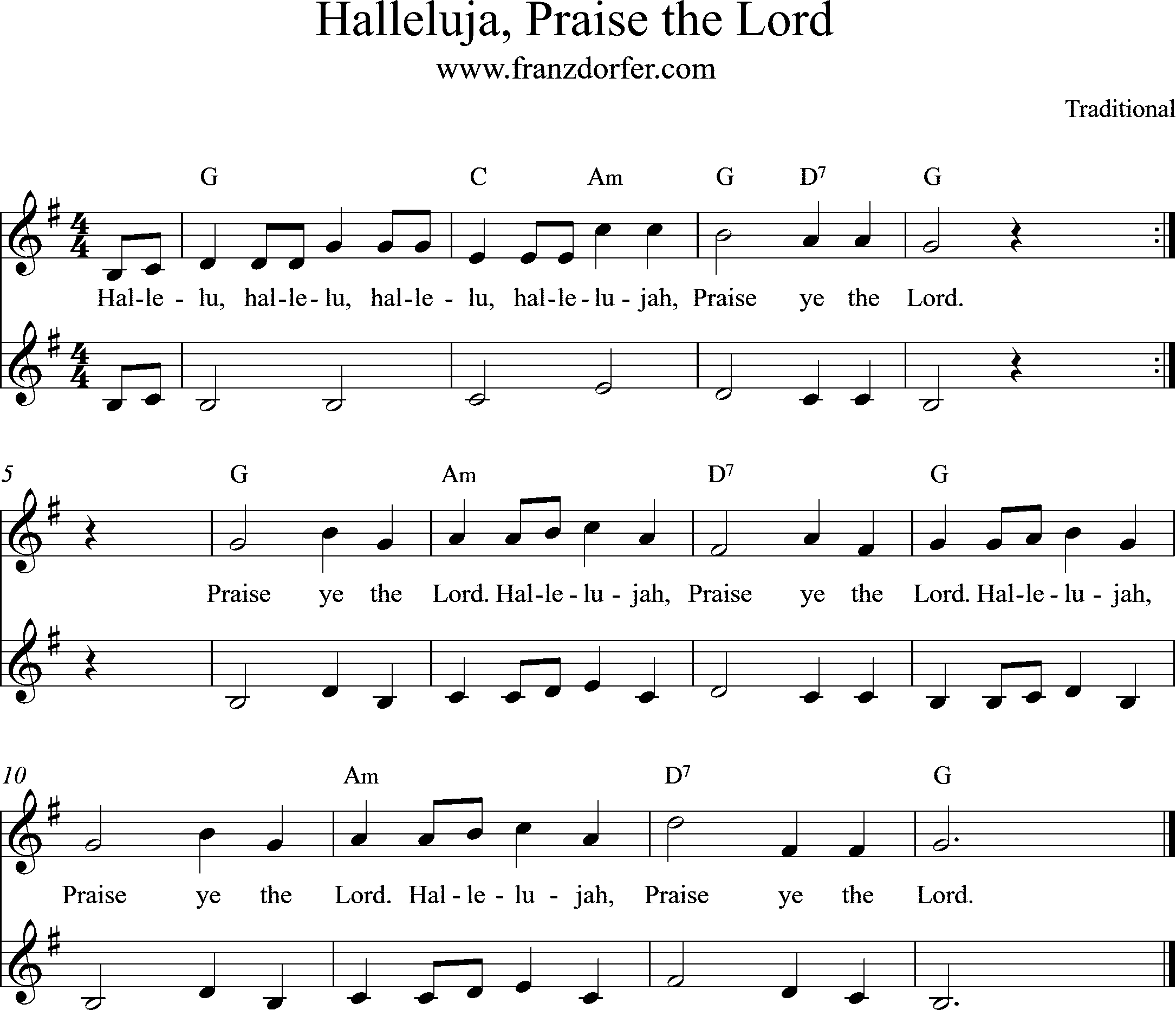 sheetmusic, Halleluja, praise the lord